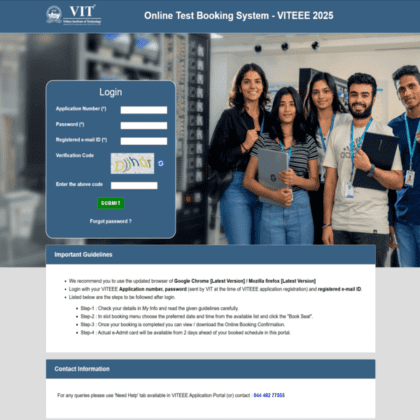 VITEEE Admit Card 2026 - Date, Download Link, Slot Booking through OTBS ...