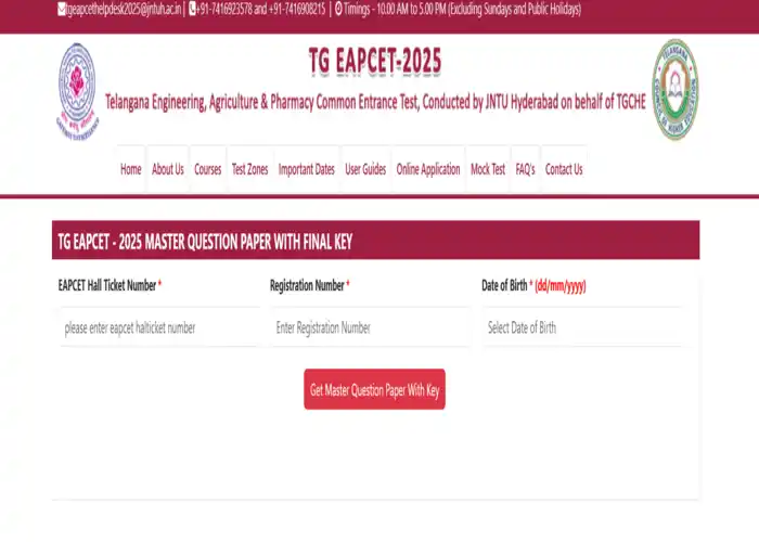 TG EAPCET Question Papers 2025 - Master Question Paper OUT, Download Here 1 TG EAPCET master question paper and final answer key download window 1