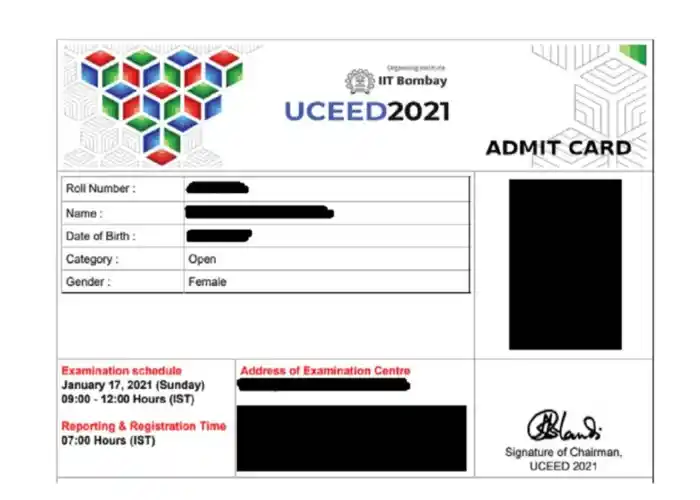 UCEED Admit Card 2026 - Date, How and Where to Download, Fix Discrepancy, Exam Instructions 1 sample uceed admit card