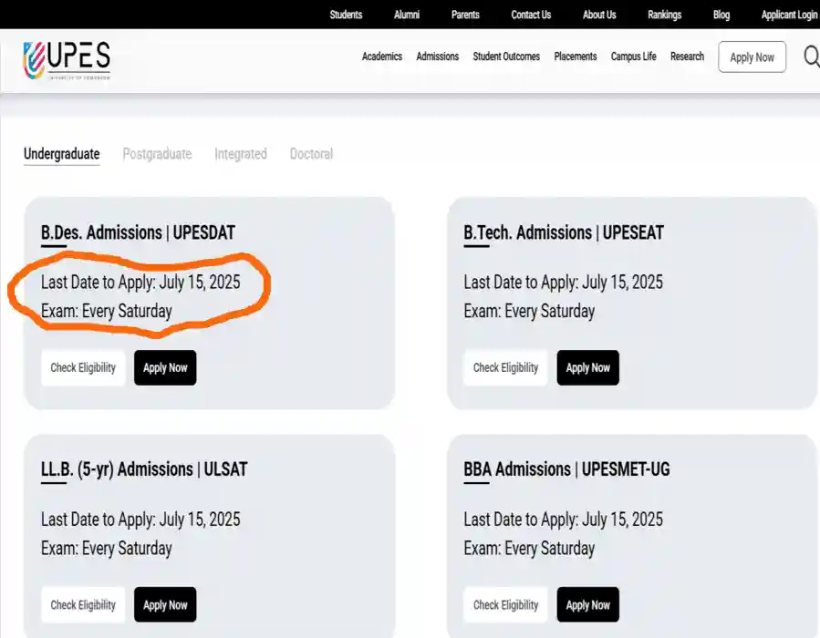 UPES DAT Exam 2025 - Application (Open), Exam DATE, Pattern, Slot Booking 1