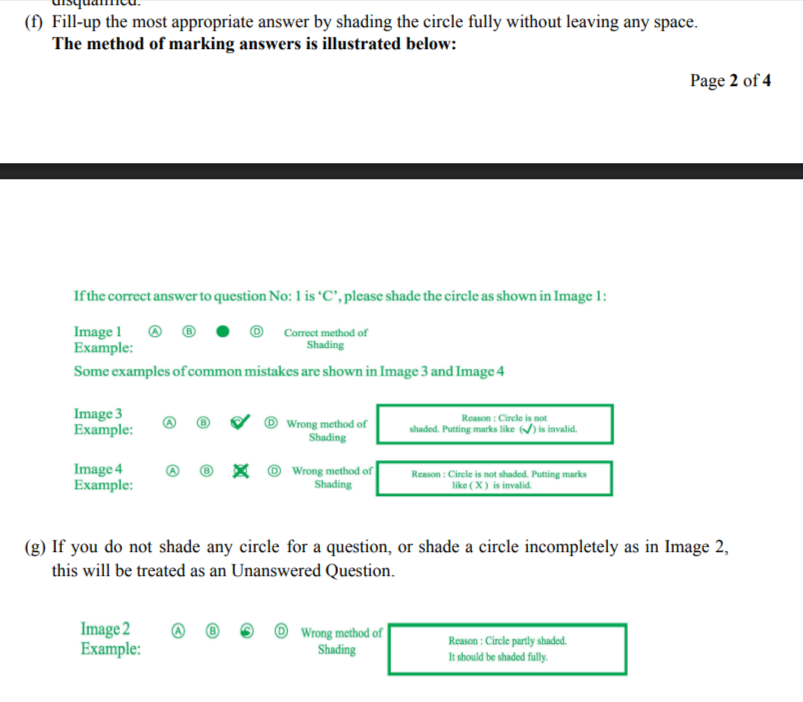 The method of marking CLAT 2026 answers inOMR Sheet is illustrated here