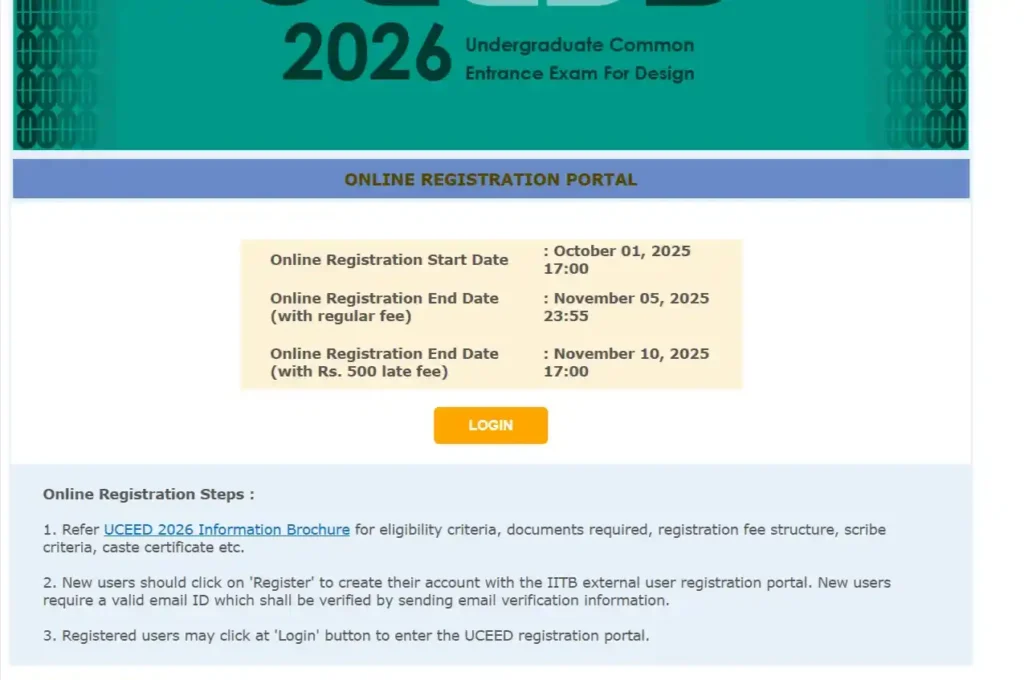 UCEED 2026 Admit Card Download Candidate Portal